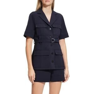 NWT Theory Short Sleeve Safari Jacket Dark Navy Neoteric Twill Utility Size M